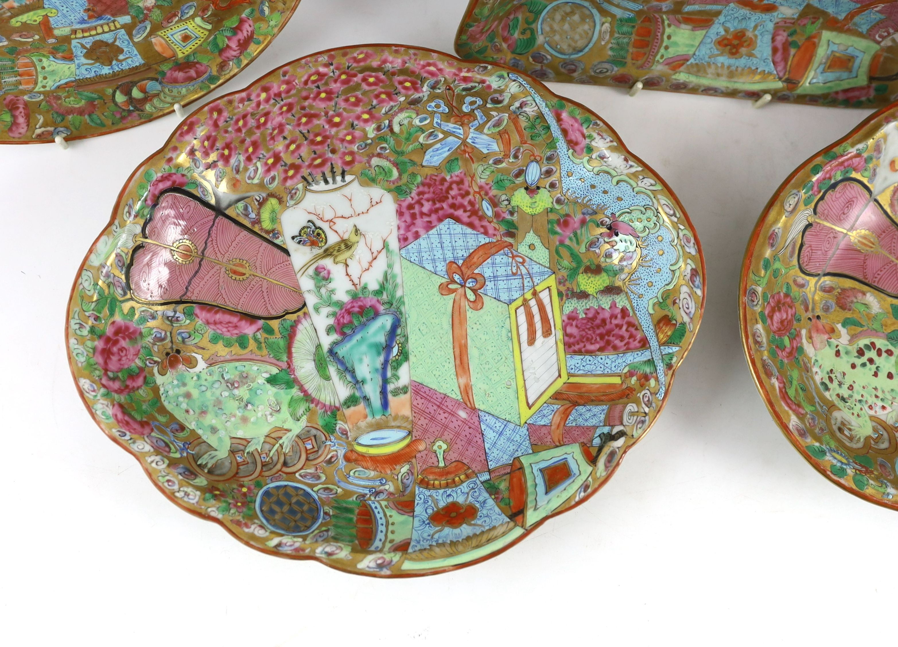 A Chinese famille rose part dessert service, Daoguang period (1821-50), some chips